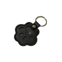 Porte-clés en cuir écologique personnalisé avec logo promotionnel, motif patte d'ours, avec photo, couleur visible, petit sac de rangement pour poils d'animaux (chien, chat)
