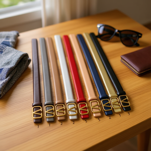 Cintura con fibbia a forma di V da 2,5 cm in PU per donna e uomo, accessorio moda - Product Image 2