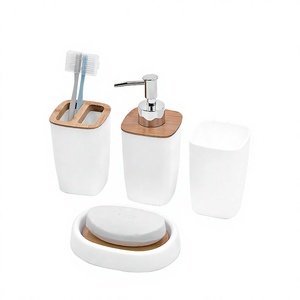 Juego de Accesorios de Baño de Bambú y Plástico Ecológico al por Mayor, Portacepillos de Dientes, Jabonera y Vaso para Viaje - Product Image 4