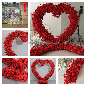 Hình Trái Tim Màu Đỏ Hoa Vòm Hoa Backdrop Nhân Tạo Tú Cầu Lụa Hoa Khung Cho Đám Cưới Backdrop - Product Image 6
