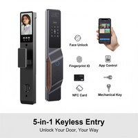 Serrure de porte intelligente Sinon NFC avec reconnaissance faciale, alerte de batterie faible, double écran, étanche, Wi-Fi