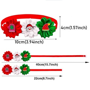 <span class=keywords><strong>Collar</strong></span> de perro de Navidad de tamaño ajustable con 3 flores y lindo Papá Noel muñeco de nieve campana cuello arco accesorios de ropa para mascotas - Product Image 3
