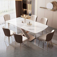 Table et chaises de salle à manger en dalles de pierre de style italien, très vendues, pour 6 personnes, restaurant et bar, table de salle à manger de luxe