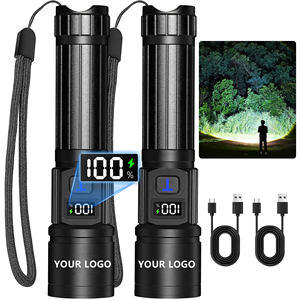 Linternas Recargables, Paquete de 2, Súper Brillantes, Alto Lumen, 5 Modos, Zoom, con Pantalla LCD Digital, para Camping - Product Image 1