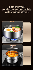 Nhà Máy Chất Lượng Triply Thép Không Gỉ Không Dính Mô Hình 2 Hai Lớp Hấp Sữa Nồi Đồ Nấu Nướng Cảm Ứng Nấu Ăn Súp Nồi Thiết Lập - Product Image 6