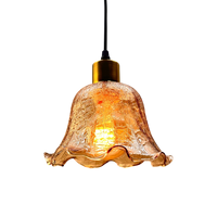 Support de lampe E26 homologué CUL, suspension en verre à hauteur réglable avec abat-jour en forme de feuille, finition noire pour salles à manger/salons