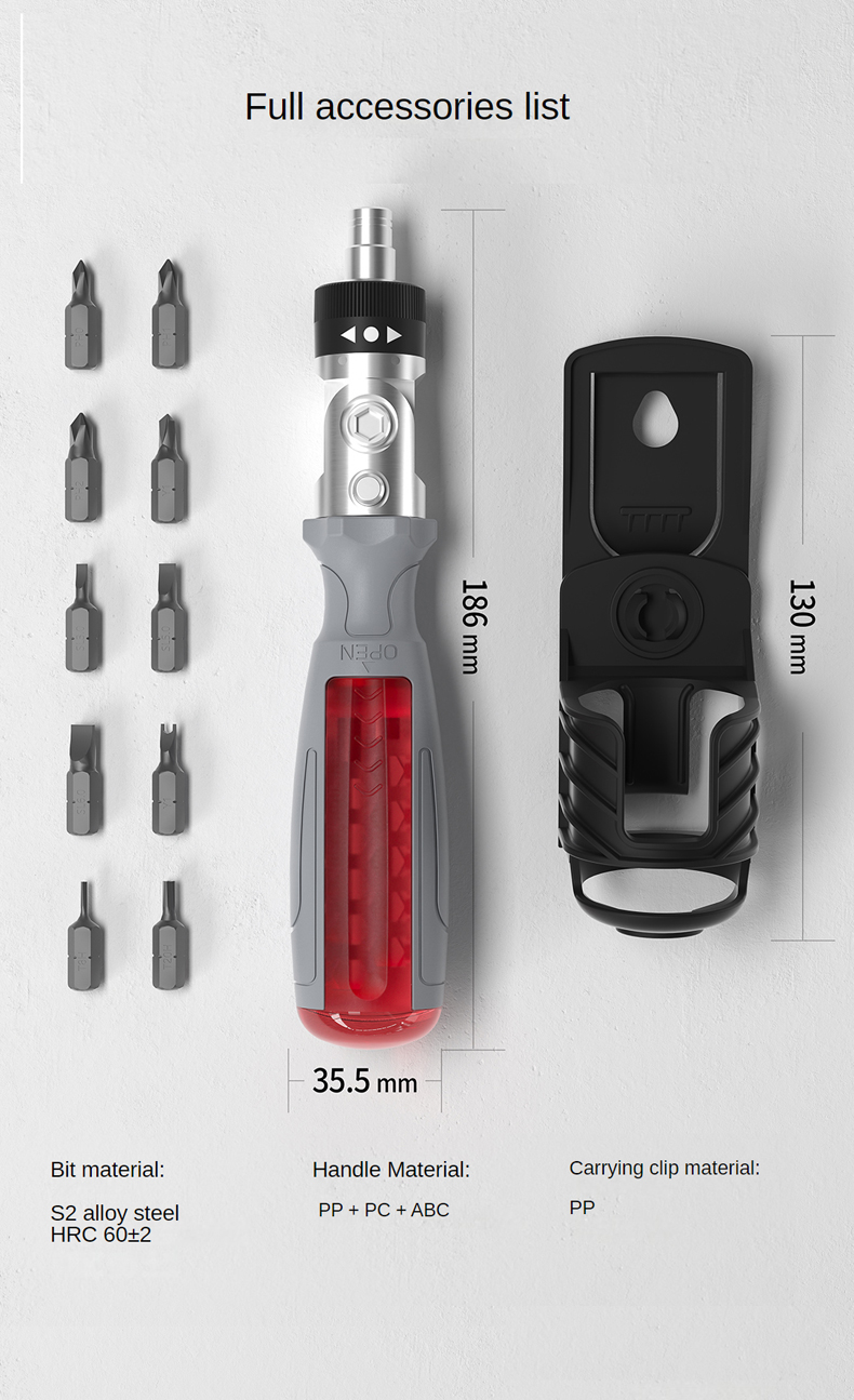 10 in 1 DIY Ratchet Screw Driver Tool Set with Three Way Ratched Screwdriver Tool Combination Set