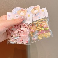 Jolies attaches pour cheveux d'enfants à motifs de dessins animés, élastiques à cheveux kawaii, attaches pour queue de cheval pour filles, chouchous, ensemble d'accessoires pour cheveux d'enfants