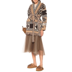 Inverno venda quente vintage mangas compridas alta qualidade oversize mulheres lã mistura leopardo jacquard <span class=keywords><strong>cardigan</strong></span> - Product Image 4