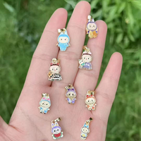 Charme de bijoux de mode personnalisé pendentif en laiton plaqué or 18 ct breloque Labubu émail pour collier
