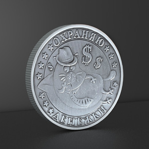 Pièce commémorative de crypto-monnaie russe 'Mouse' en alliage avec diamants bleus. Partagez comme de petits cadeaux avec vos amis. - Product Image 4