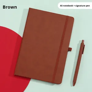 Agenda de bureau A5 à couverture rigide en similicuir, reliure sans colle, 100 feuilles, impression de logo, cadeau, stock disponible pour la vente en gros - Product Image 2