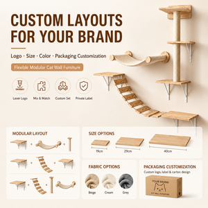 Muebles de <span class=keywords><strong>pared</strong></span> de lujo personalizados de fábrica para <span class=keywords><strong>gatos</strong></span>, conjunto de madera maciza con escalones, hamaca, poste y torre grande para <span class=keywords><strong>gatos</strong></span>, <span class=keywords><strong>gimnasio</strong></span> interior - Product Image 2