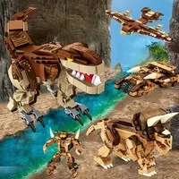 Panlos 4 en 1 : Série Parc à Dinosaures – Blocs de Construction Dinosaures Transformables pour Enfants