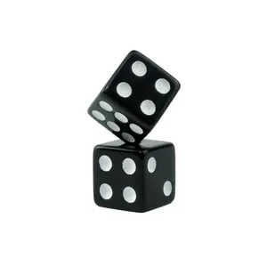 Fourniture directe d'usine, dés carrés en acrylique noir de 10mm, face d6 avec coin droit et point blanc pour jeux de casino