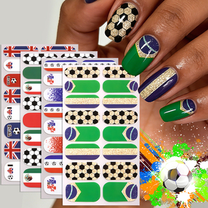<span class=keywords><strong>En</strong></span> Stock, Adhesivos para <span class=keywords><strong>Uñas</strong></span> con Diseño de la Bandera Nacional de la Copa Mundial de Fútbol, sin Lámpara UV, Resistentes al Agua - Product Image 1