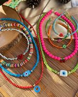 Prêt à expédier en gros chanceux été plage verre perle de rocaille polymère argile pendentif tour de cou collier pour bijoux de mode femmes