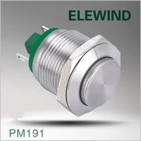 ELEWIND Interrupteur à bouton-poussoir momentané (1NO) en acier inoxydable 19 mm (PM191H-10/J/S)