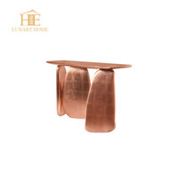 Table console de luxe, design en bois massif, feuille d'or, décoration murale pour couloir, table d'entrée, meubles sur mesure