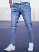 Jeans rétro pour hommes, coupe slim taille mi-haute, jeans délavés multicolores