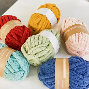 Crochet Yarn Polyester 17 Color Fancy Crochet Hand Knitting Bulky Chunky Thick 100% Polyester Yarn For Scarf