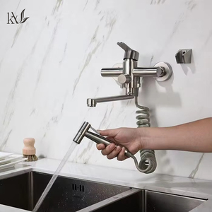 YaKe 304 acier inoxydable meilleure vente robinet d'évier d'eau chaude et froide mural robinet de <span class=keywords><strong>cuisine</strong></span> <span class=keywords><strong>avec</strong></span> pulvérisateur extractible - Product Image 3