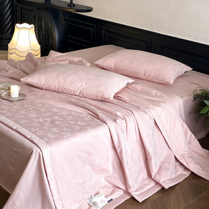 Parure de lit d'été en jacquard pur coton style princesse, 60 fils, 4 pièces, rafraîchissante pour climatisation, lavable en machine - Product Image 2