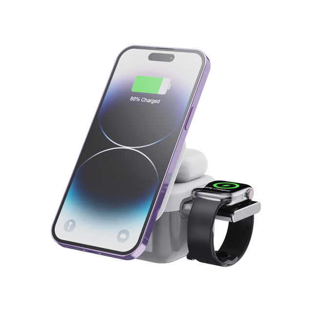 Justlink 3 in 1 Magnetic Wireless Charger Stand with Detachable Pad 16-Core Magnet Wireless Charging for Phone Watch Earbuds