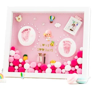 New Born Gift Clay Kit Baby Casting Handprint and Footprint Set Frame