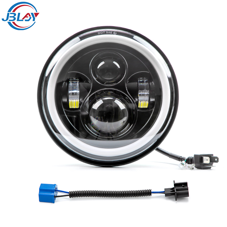 Оптовая продажа, водонепроницаемые светодиодные фары с глазами Ангела, круглые автомобильные аксессуары, 7-дюймовые фары для мотоциклов Harley/Jeep