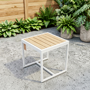 Modern <b>Outdoor</b> Garden <b>Table</b> Chair PS Slats Steel Frame Lightweight Durable Design Contemporary Style for Patio Use Lumetal - Product Image 2