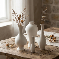 Vase en porcelaine blanche, finition mate, poterie décorative, récipient hydroponique pour salon de thé, hôtel, table, décoration intérieure