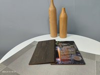 Menu de boissons en similicuir à feuilles mobiles, avec couverture en bois de teck léger et fin, logo personnalisé en relief doré, format A5, pour restaurant et café, fixation par vis