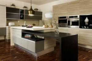 Plan de travail en bois MFC au design moderne personnalisé, armoire de cuisine intégrée, comptoir en marbre et en quartz, rangement pour cuisinière, évier de cuisine - Product Image 6