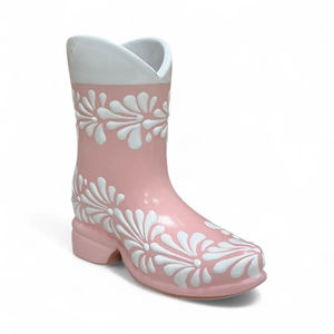 Jarrón de Cerámica en Forma de Bota Vaquera, Color Rosa y Blanco, <span class=keywords><strong>Talavera</strong></span>, Hecho a Mano, para Regalos y Decoración del Hogar - Product Image 3
