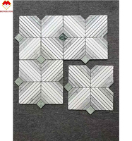 Nouveaux arrivages Carreaux de mosaïque de luxe en laiton et marbre en forme d'éventail et de fleur avec jet de métal pour dosseret de cuisine et salle de bain