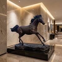 Grande Sculpture d'Animal Sauvage en Bronze Coulé pour Jardin, Décoration Artistique Extérieure, Statue de Cheval