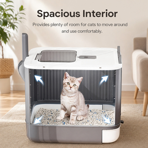 Poland Stock Foldable <b>Cat</b> <b>Litter</b> Box with Drawer Large Enclosed Pet Toilet Top Entry EU Dropshipping - Product Image 3