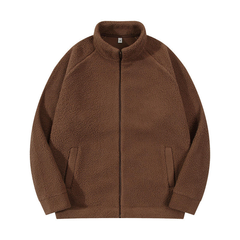 Sudaderas con capucha de lana de cordero para hombre, diseño OEM de alta calidad, con cremallera completa, forro polar grueso de talla grande, chaqueta pesada con cuello levantado