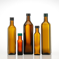 Bouteille d'huile d'olive en verre de luxe 100ml 250ml 500ml 750ml 1000ml Ambre Vert foncé Clair Cuisine Huile de cuisson Bouteille en verre avec bouchon