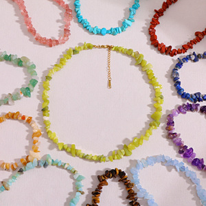Nouveau Bracelet et Collier Minimaliste <span class=keywords><strong>Chic</strong></span> en Acier Inoxydable Plaqué Or, Bijoux Irréguliers Colorés Effet Écrasé pour Hommes et Femmes - Vente Flash Dina - Product Image 4