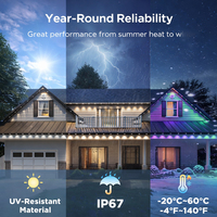 Sistema de Iluminación LED Dinámico RGBIC SMD5249 para Exteriores, DC24V, Permanente, IP67 Impermeable, Control por Aplicación, Iluminación de Puntos de Píxeles para Aleros y Techos