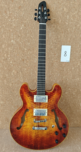 Guitarra eléctrica sólida Yunzhi Archtop estilo ES335, hecha a mano, con tapa de arce, cuerpo hueco, diapasón de ébano lacado y pastillas H-H - Product Image 6