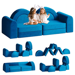 Canapé en blocs de construction pour enfants, tapis en mousse haute résilience, mobilier de jeu doux pour chambre d'enfant, combinaison de jouets pour jeux en chambre - Product Image 5