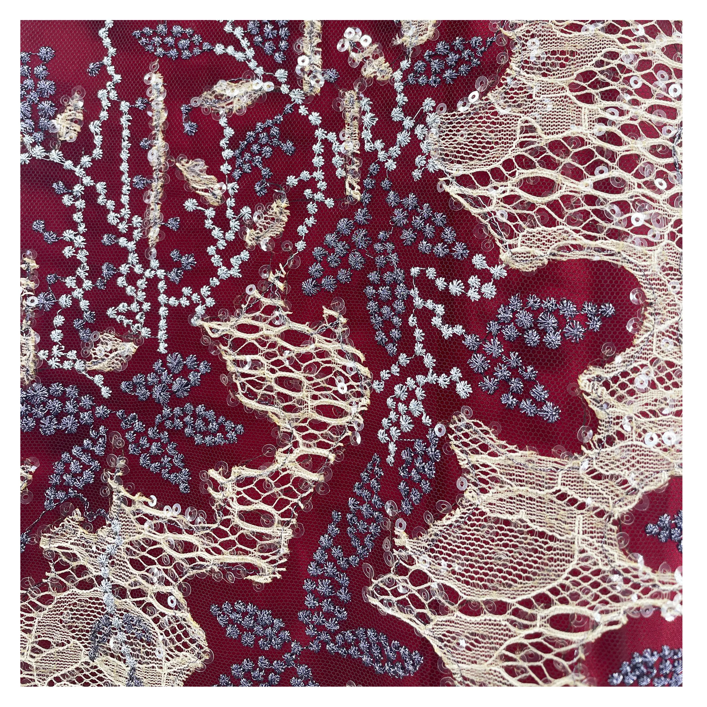 3mm 4mm sequins soft mesh lace applique metallic yarn 3mm 4mm sequins embroidery lace fabric