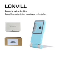 LONVILL Lecteur de codes QR USB RS232 1D 2D Mini lecteur de codes-barres de bureau léger et portable et pliable