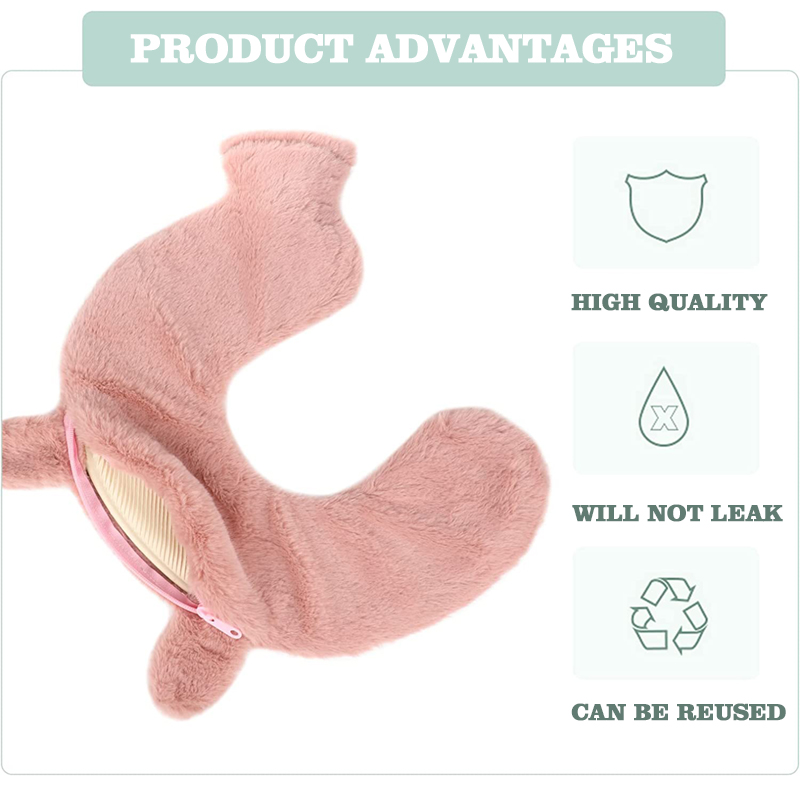 bs standard u shape neck and shoulder rubber hot water bottle with plush cover