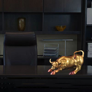 Brass Wall Street Bull Figurine Golden Bronze Office Decor Business Gift Chinese Zodiac Animal - Product Image 4