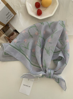 Zachte paarse bloemenkatoenen bandana met digitale print, neksjaal, decoratie, bijpassende shirts, T-shirts, jurken, polsaccessoire