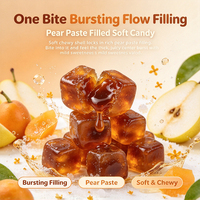 Bonbons mous à la pâte de poire saveur orange éclatante, OEM ODM, bonbons gélifiés au sirop de poire personnalisés sous marque privée